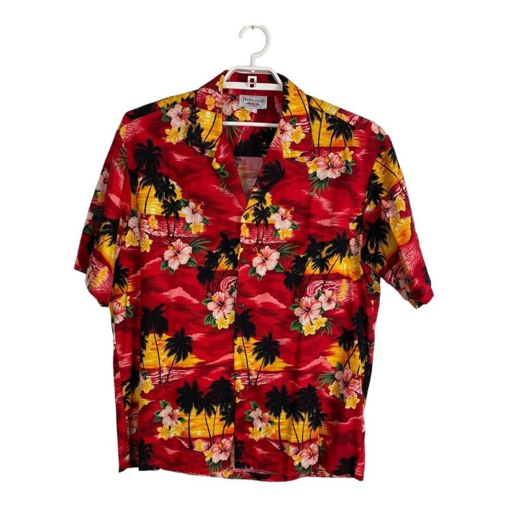 Pacific Legend Mens Shirt Size XL Button Down Red Floral Hawaiian Short Sleeve